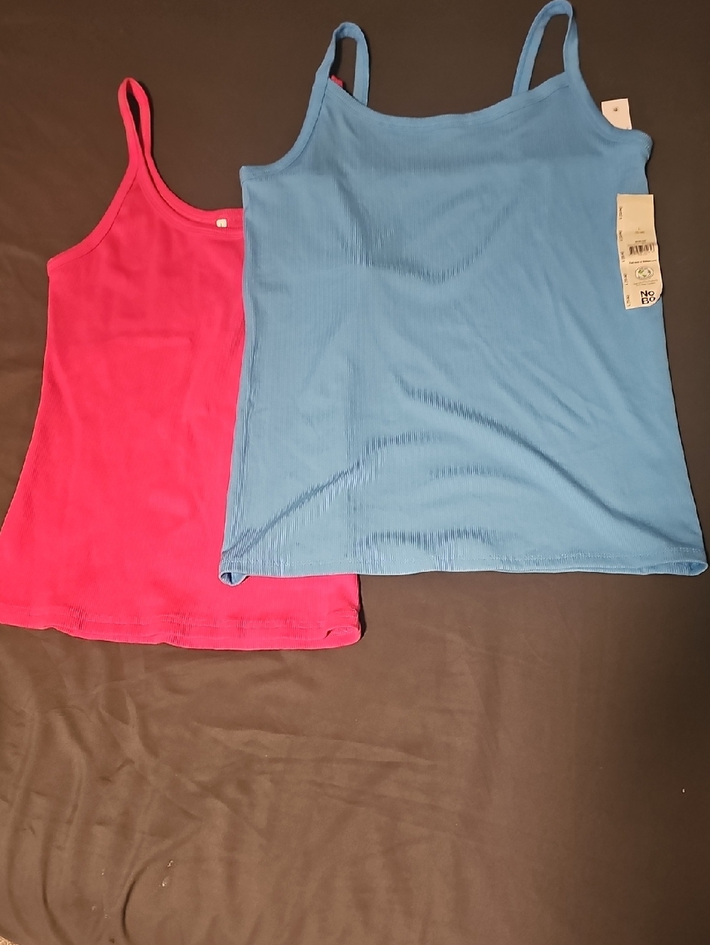 No Boundaries Ribbed Camisole Tank Top in Light Blue and Bright Pink